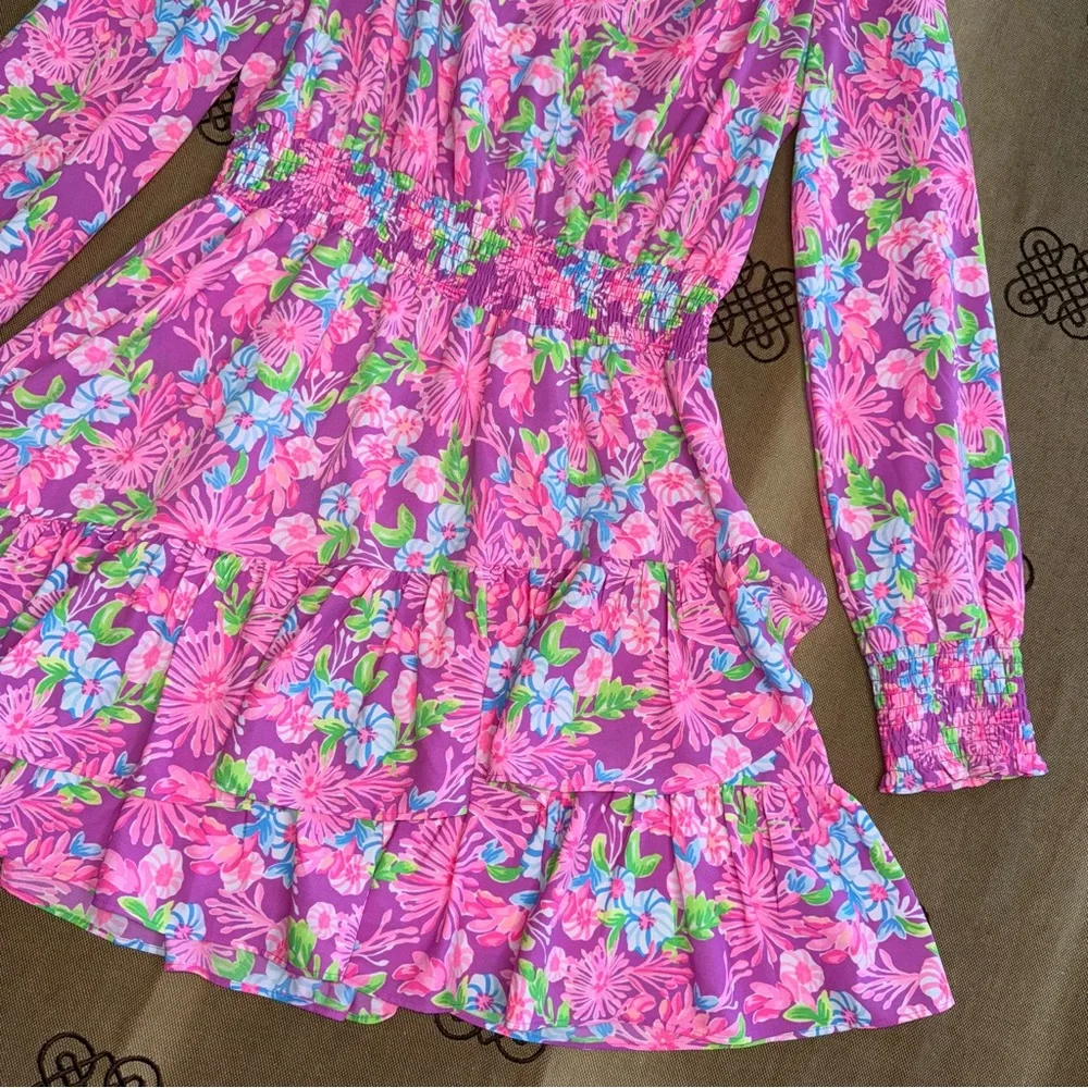 Lilly Pulitzer Cristiana Stretch Dress Moms The Word Amethyst Size 12 - Picture 4 of 16
